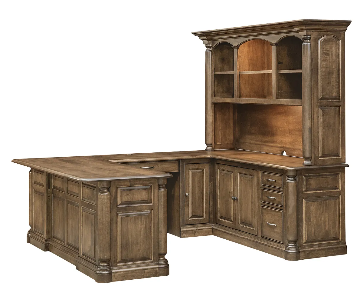 London Wrap Around Desk with Hutch by Forks Valley Woodworking