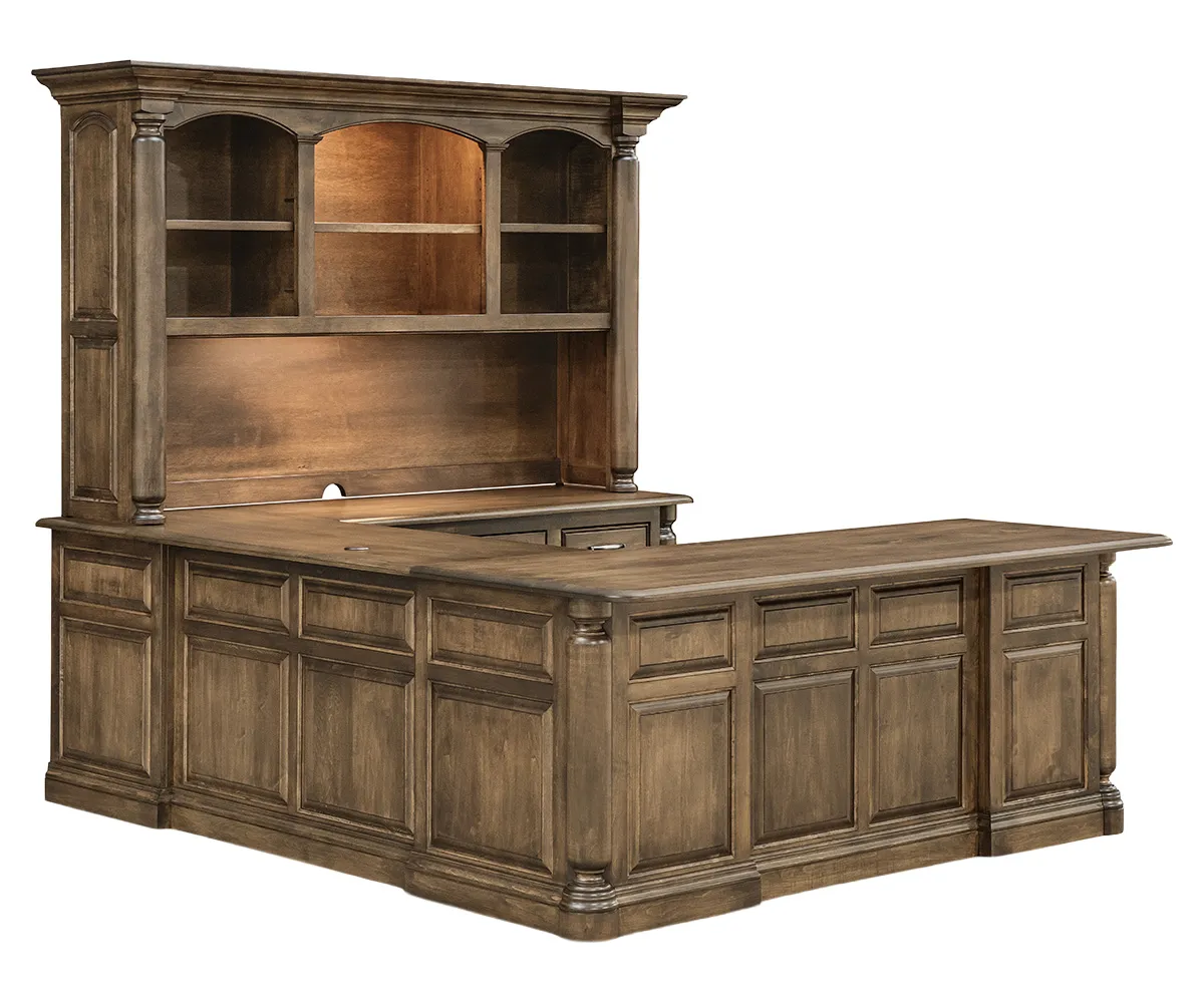 London Wrap Around Desk with Hutch by Forks Valley Woodworking