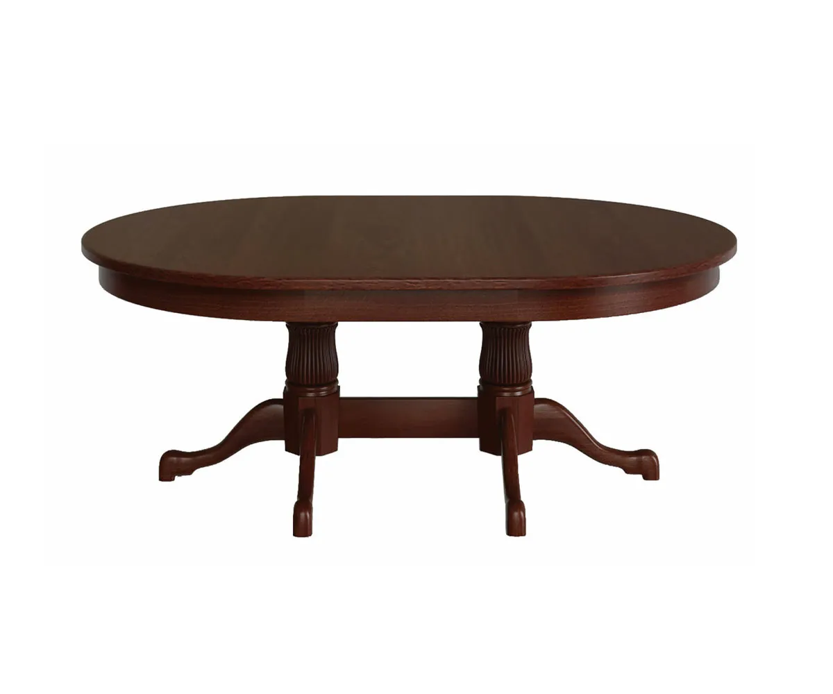 Reeded Tulip Double Pedestal Dining Table by Hermies Table Shop