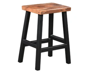 Barnwood Bar Stool with Metal Base by Arista Wood