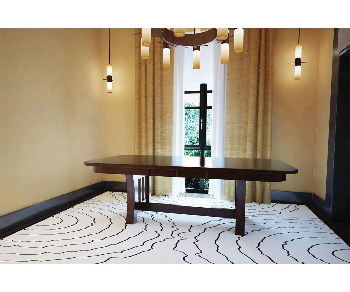 Curved Mission Double Pedestal Dining Table by Hermies Table Shop