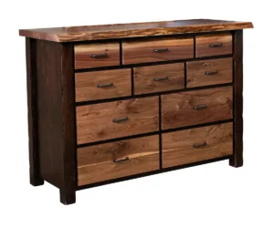 Cross Lake Live Edge 10 Drawer Dresser by Hilltop Hickory Furniture